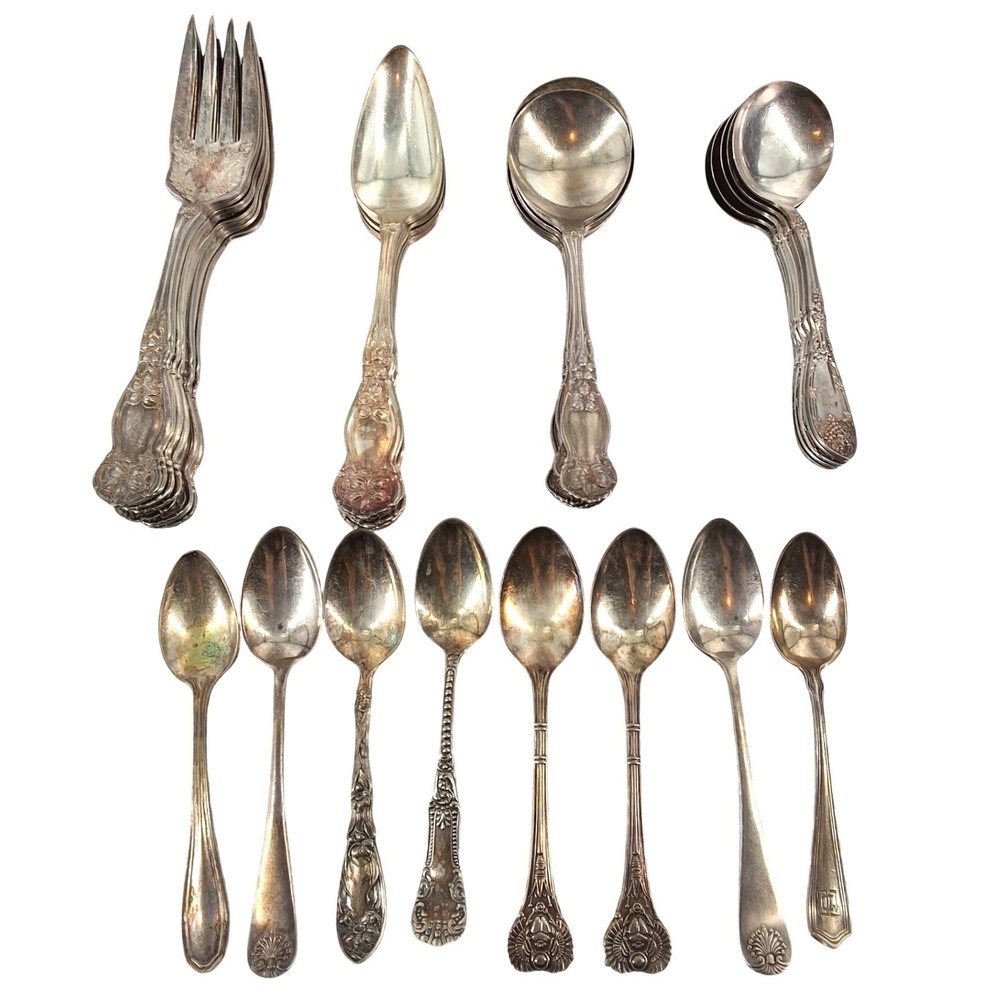 Vintage Wm Rogers & Son 1881 Rogers Silver Plate Flatware Set Assorted Patterns